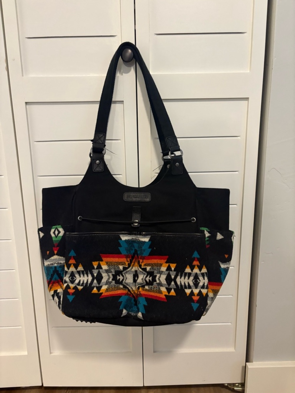 Pendleton Wool aBlack Tote Bag with Southwestern Print